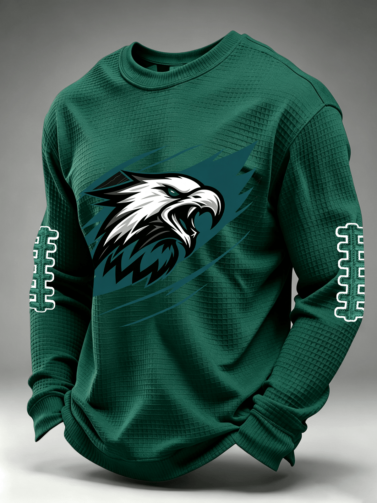 Men'S Casual Football Waffle Round Neck Top