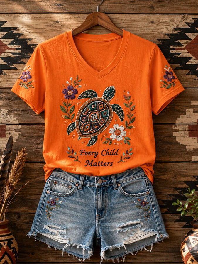 Women's  Retro Orange Shirt Day Print T-shirt