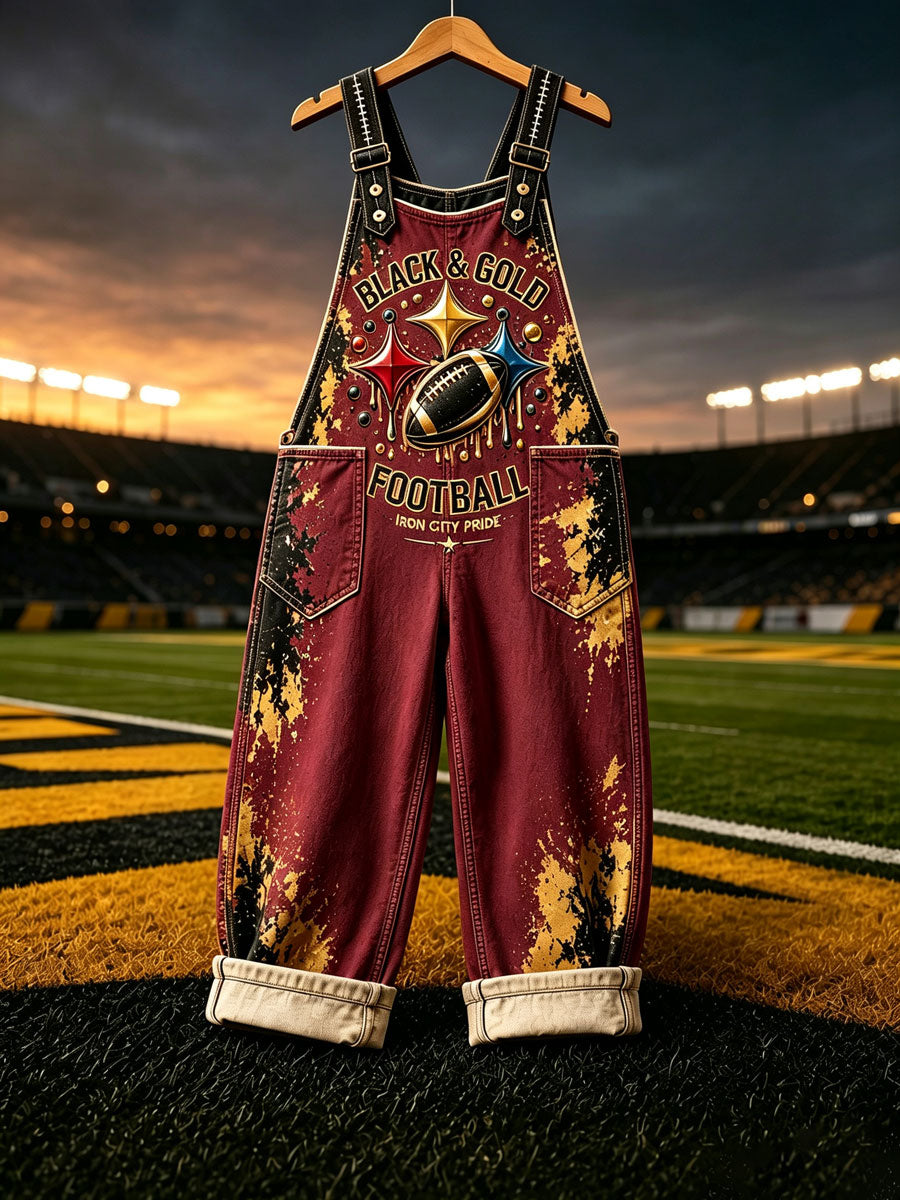 Women's Football Fans Print Patchwork Jumpsuit