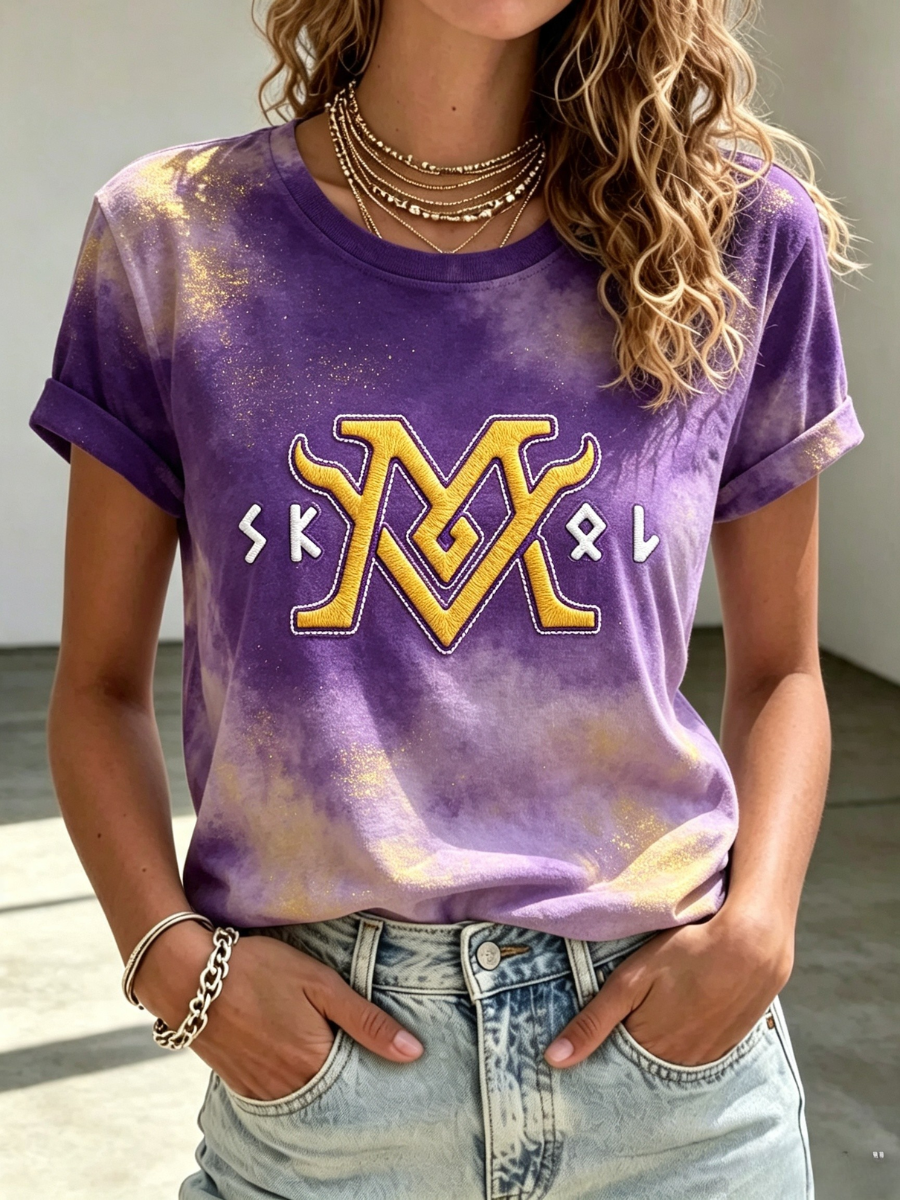 Women's Football Fan Printed Round Neck T-Shirt