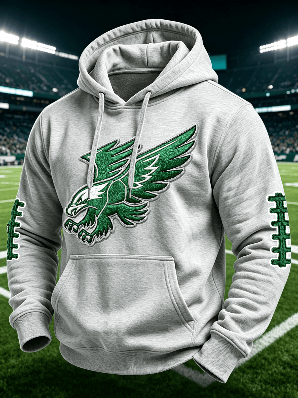 Men'S Casual Football Print Hooded Sweatshirt