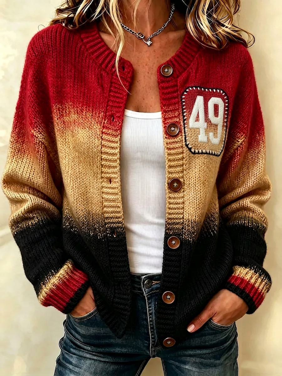 Women's Football Sports Casual Knitted Cardigan