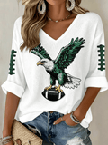 Women'S Football Printed Waffle Top