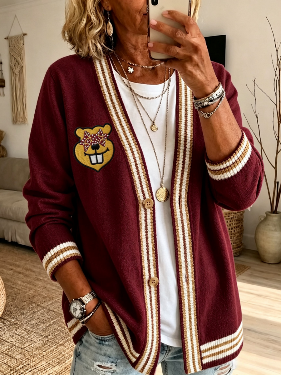 Women'S Football Fan Casual Cardigan Top