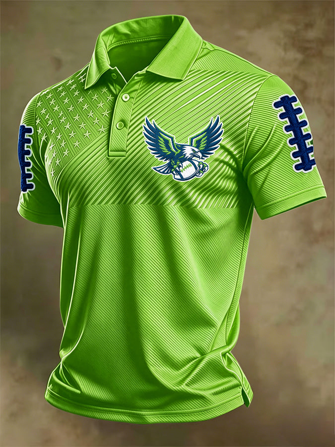 Men'S Football Print Polo T-Shirt