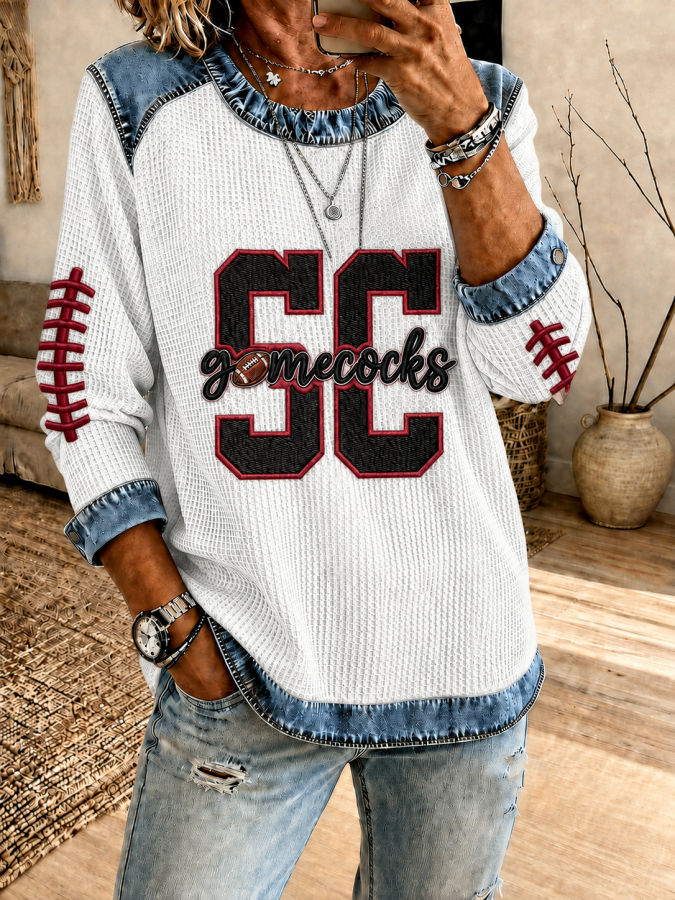 Women'S Football Printed Casual Long Sleeve Top