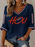 Women'S Football Print Waffle Top