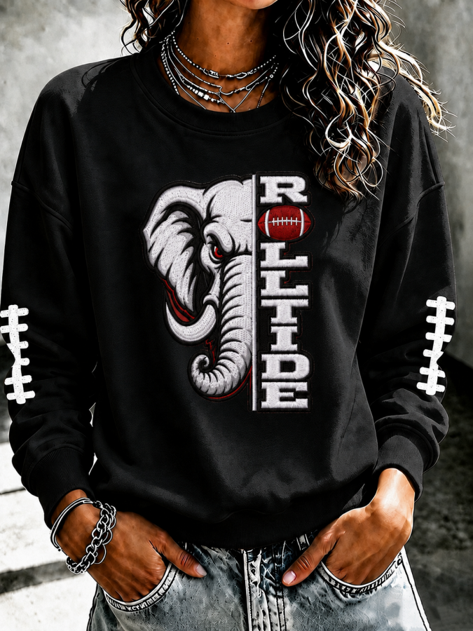 Women'S Football Printed Round Neck T-Shirt