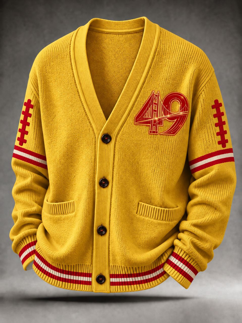 Men'S Sports Football Long Sleeved Cardigan