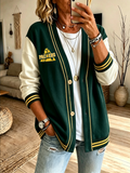 Women'S Football Print Cardigan