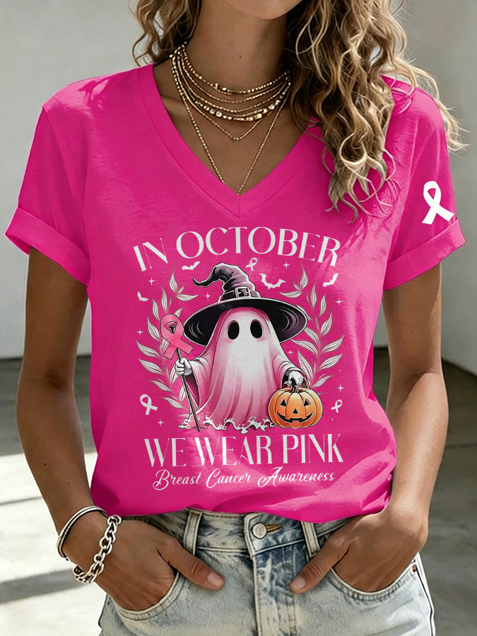 Women's In October We Wear Pink  Print T-shirt