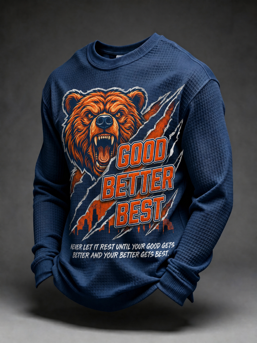 Men's Football Good Better Best Print Men's Waffle Crewneck Sweatshirt