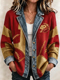 Women's Football Print Knitted Cardigan