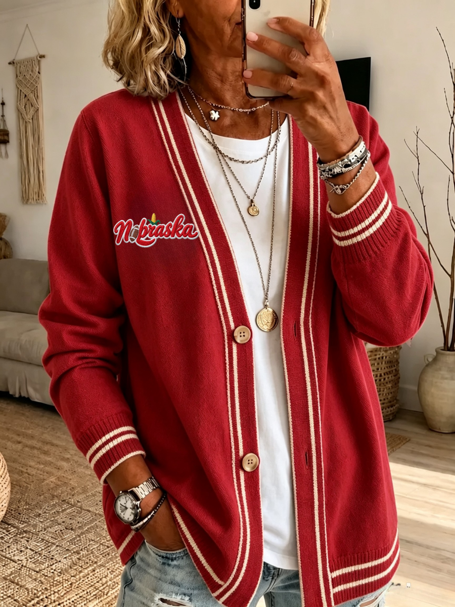 Women's Football Print Cardigan