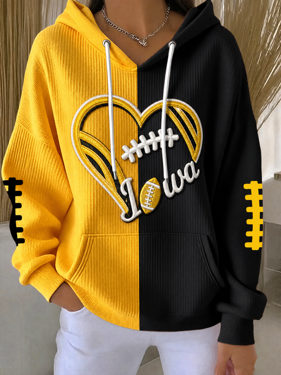 Women's Football Print Hooded Sweatshirt
