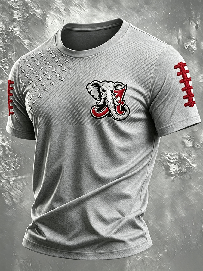 Men'S Rugby Printed Round Neck T-Shirt