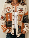 Women's Football Pattern Knitted Cardigan Top