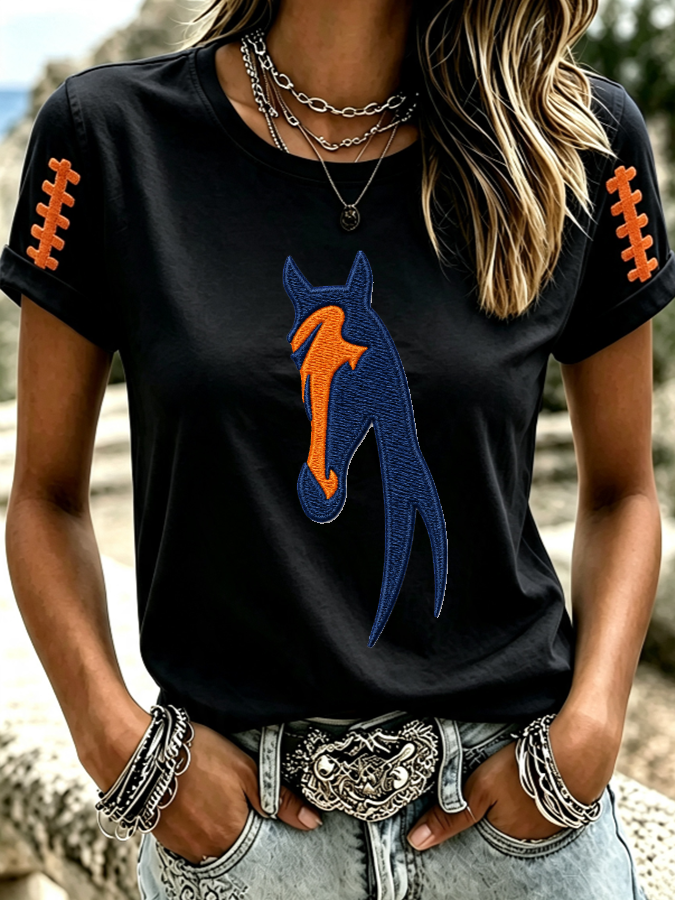 Women'S Casual Football Tie Dye Sports T-Shirt