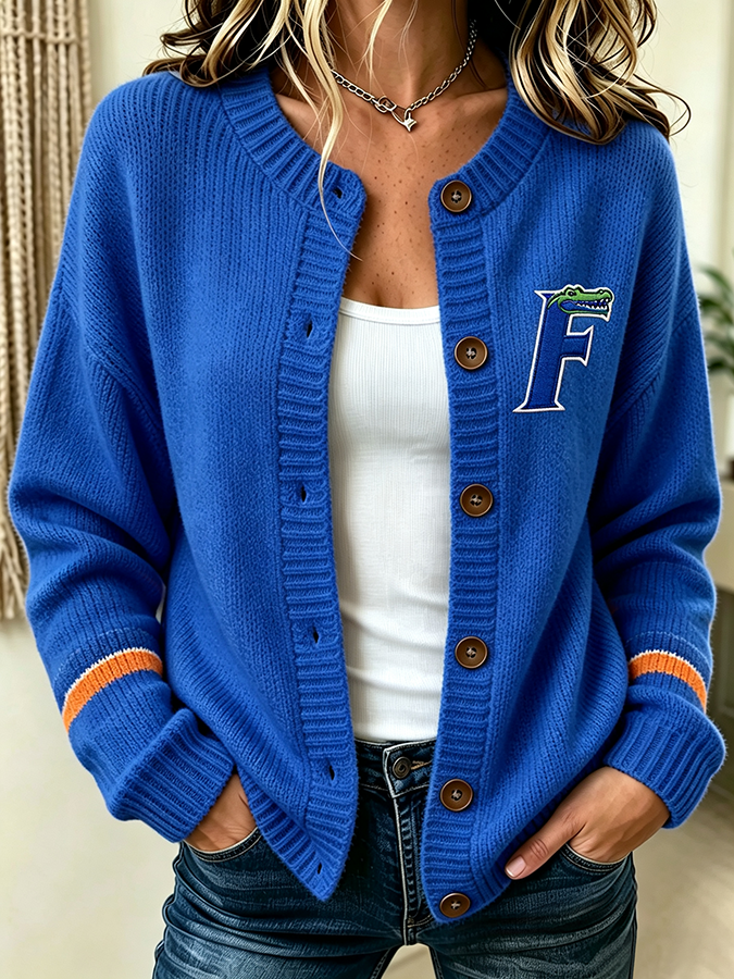 Women'S Casual Football Plant Knitted Cardigan Top