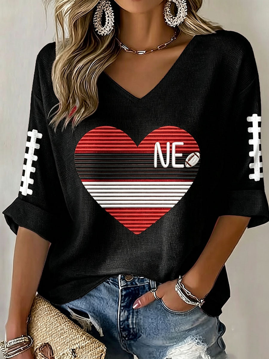 Women'S Football Print Waffle  Top