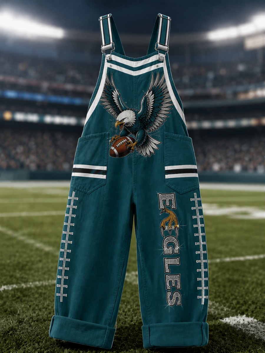 Women's Football Print Overalls
