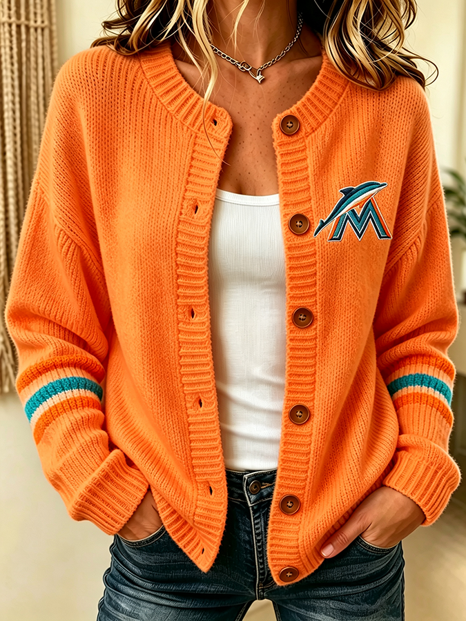 Women'S Casual Football Plant Knitted Cardigan Top