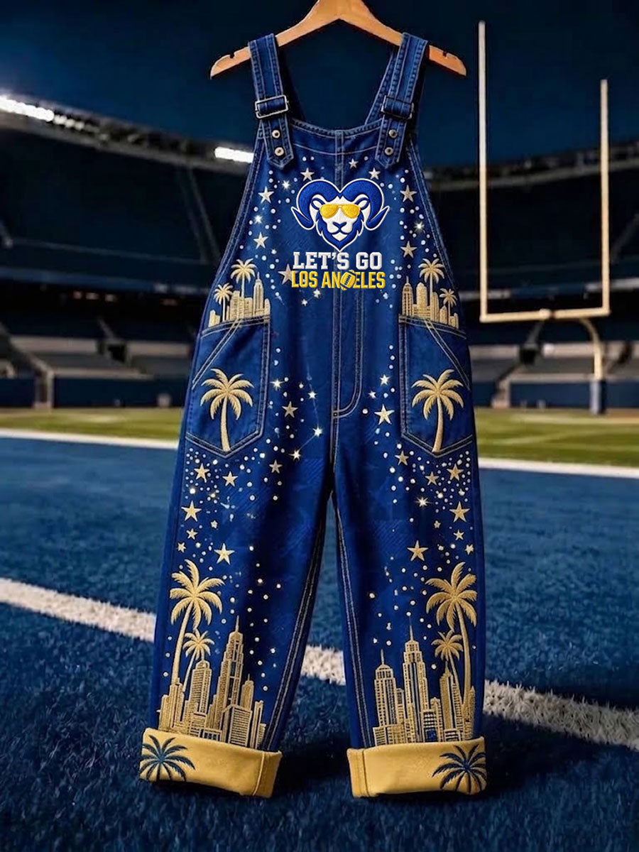 Women's Football Fans Print Patchwork Jumpsuit