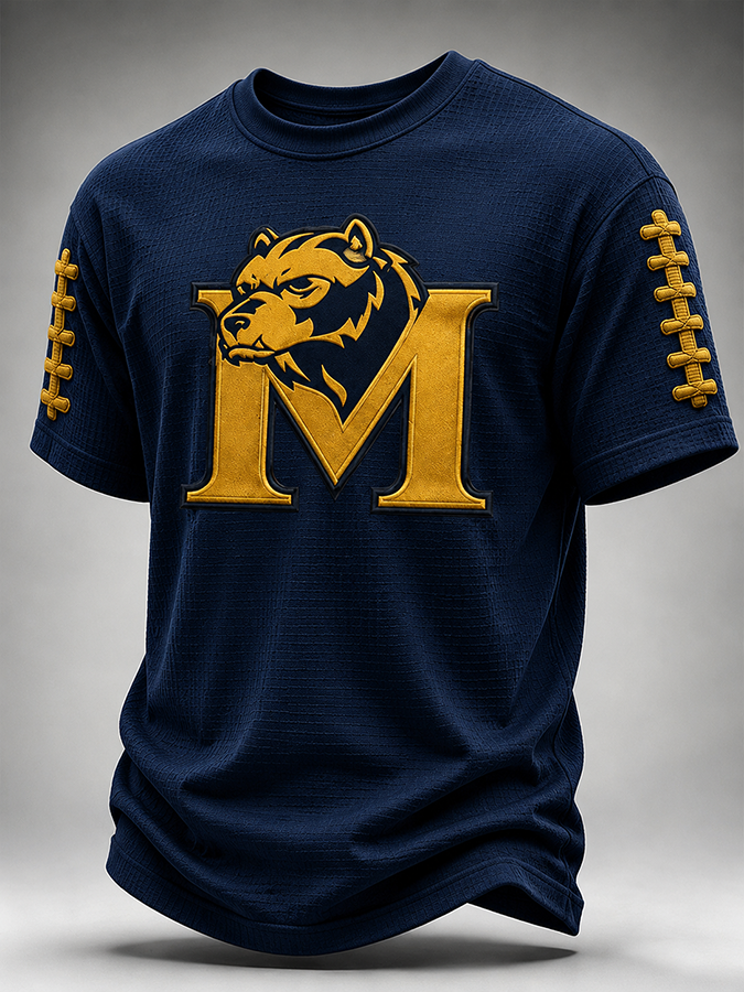 Men's Rugby Waffle Round Neck T-Shirt