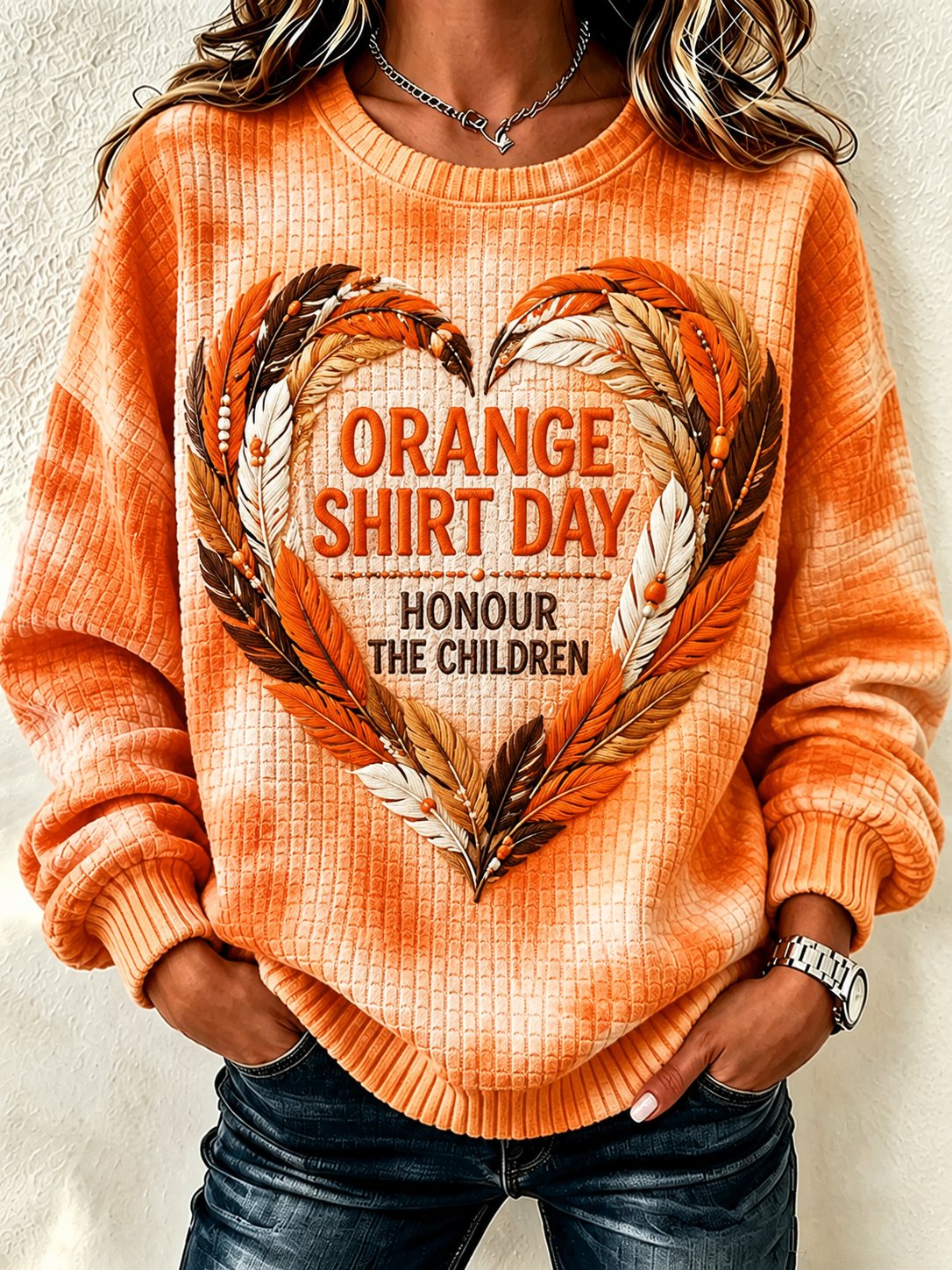 Women's Orange Shirt Day Print Sweatshirt