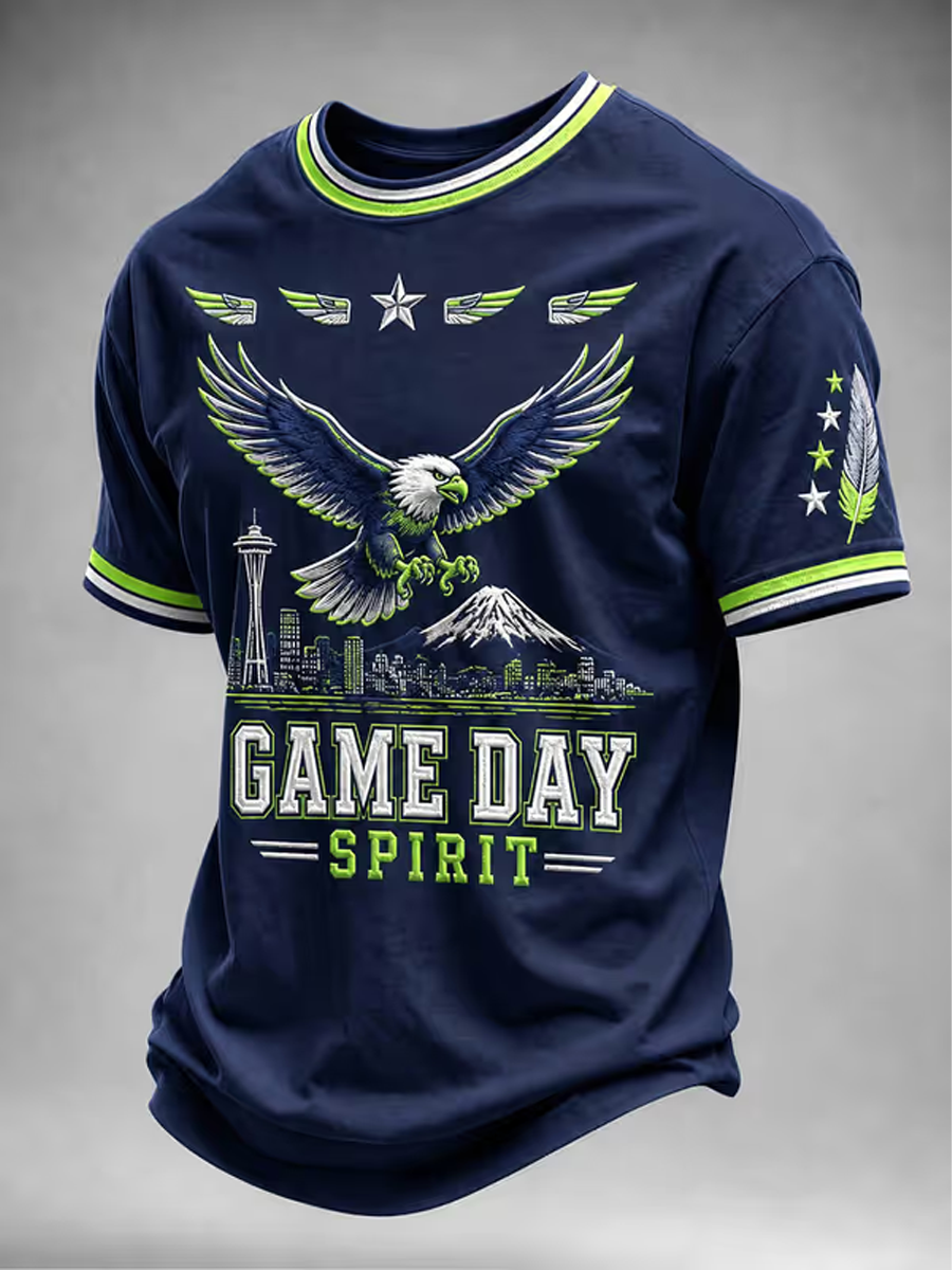 Men'S Football Printed Short Sleeved T-Shirt