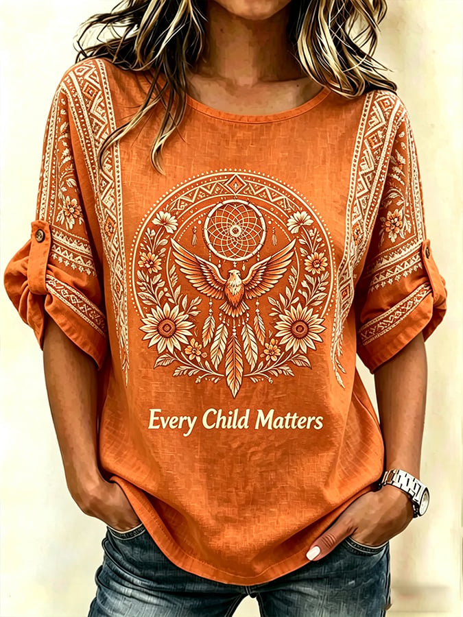 ❤️Buy 3 Get 20% Off❤️Women's Retro Orange Shirt Day Print T-shirt