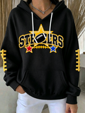 Women'S Football Print Hooded Sweatshirt