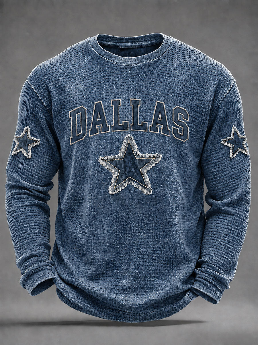 Men's Football Fan Round Neck Waffle Hoodie
