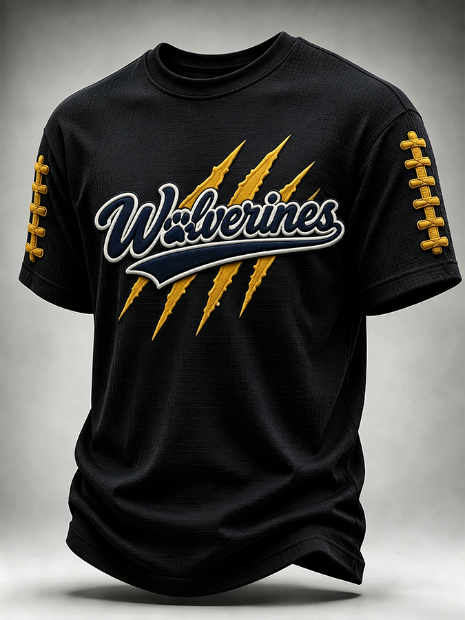Men's Rugby Waffle Round Neck T-Shirt