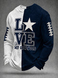 Men'S Football Fan Round Neck Waffle Hoodie