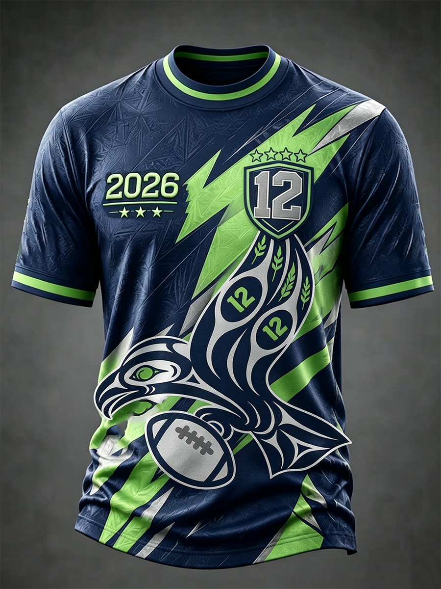Men's Football Print Short Sleeve T-Shirt