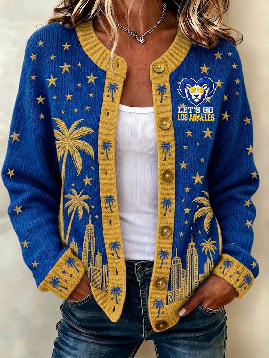 Women's casual Football plant knitted cardigan top