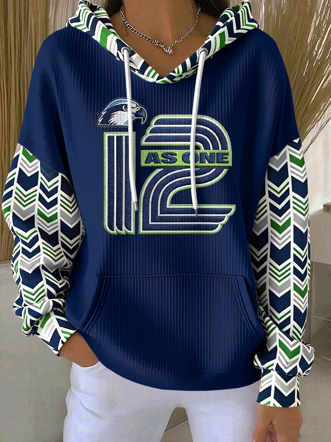 Women's Football Print Hooded Sweatshirt