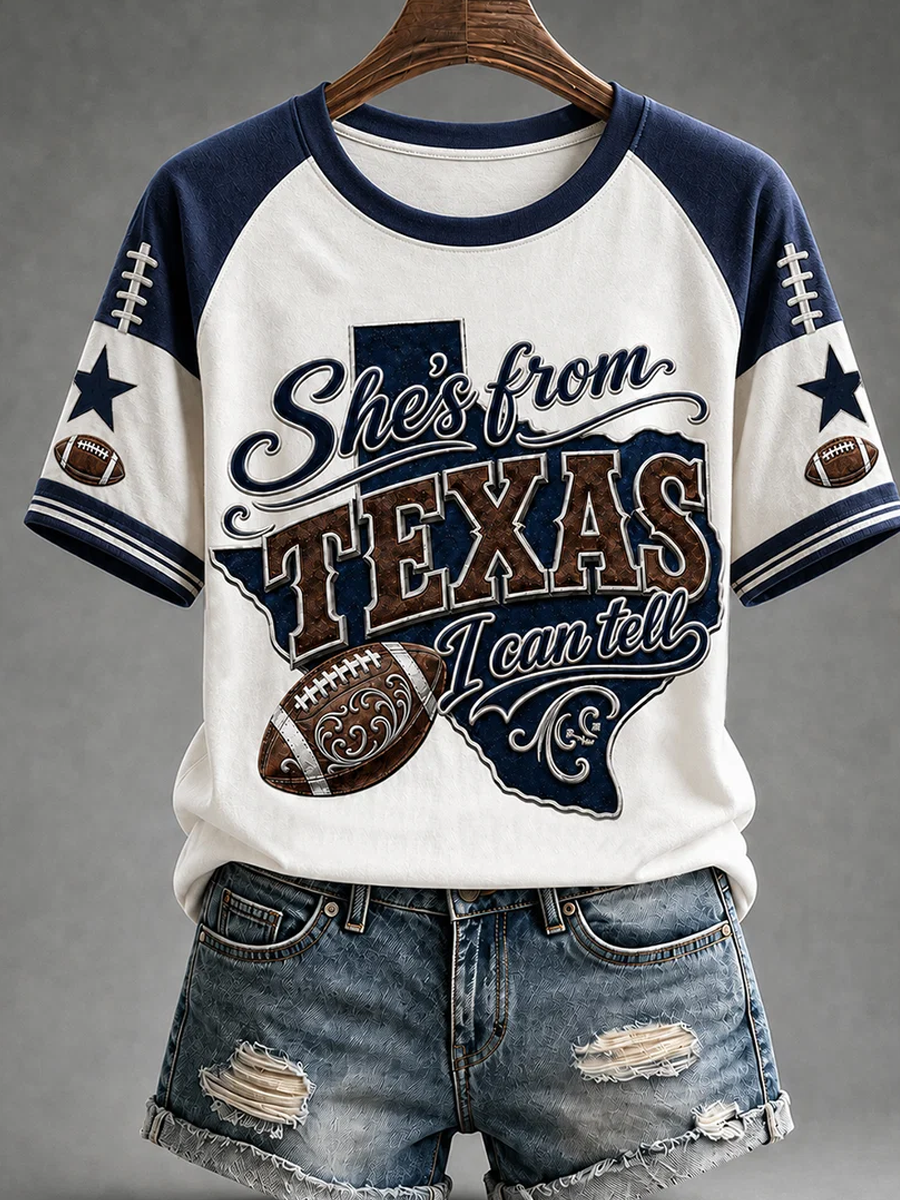 Women's Football Game Day Printed T-shirt