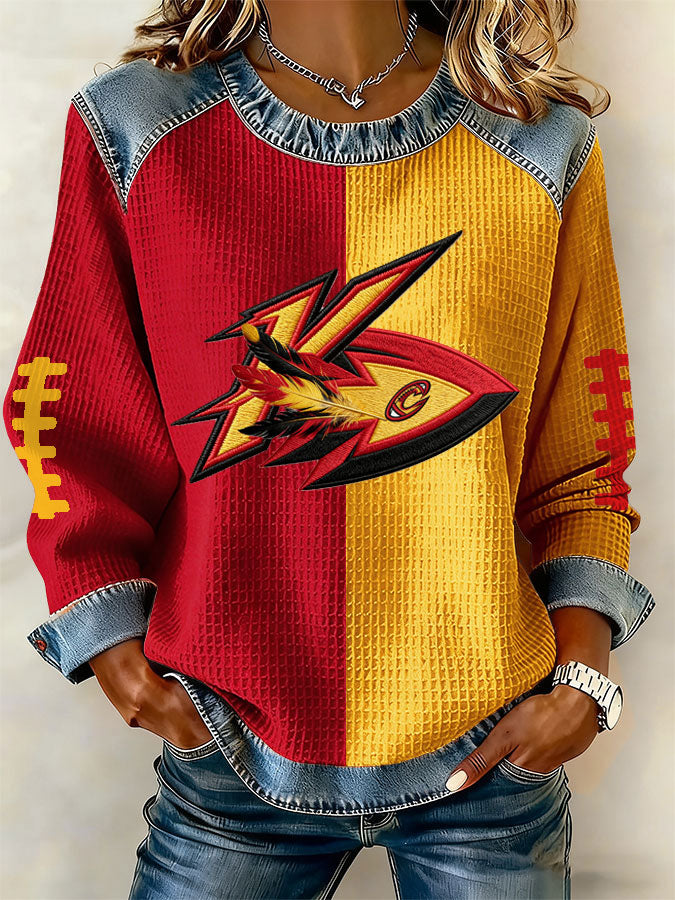 Women'S Football Printed Casual Long Sleeve Top
