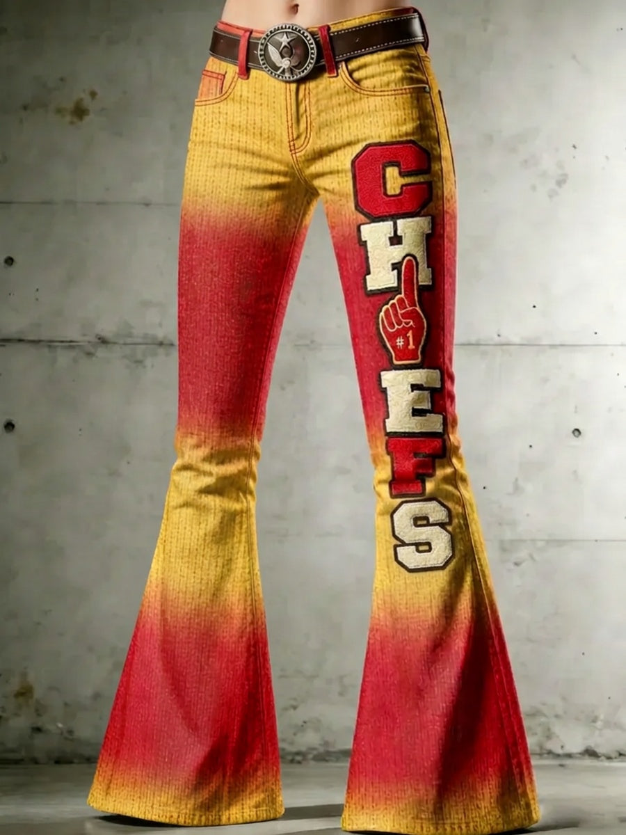 Women'S Football Print Vintage Skinny Pants