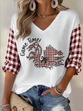 Women'S Football Print Waffle  Top