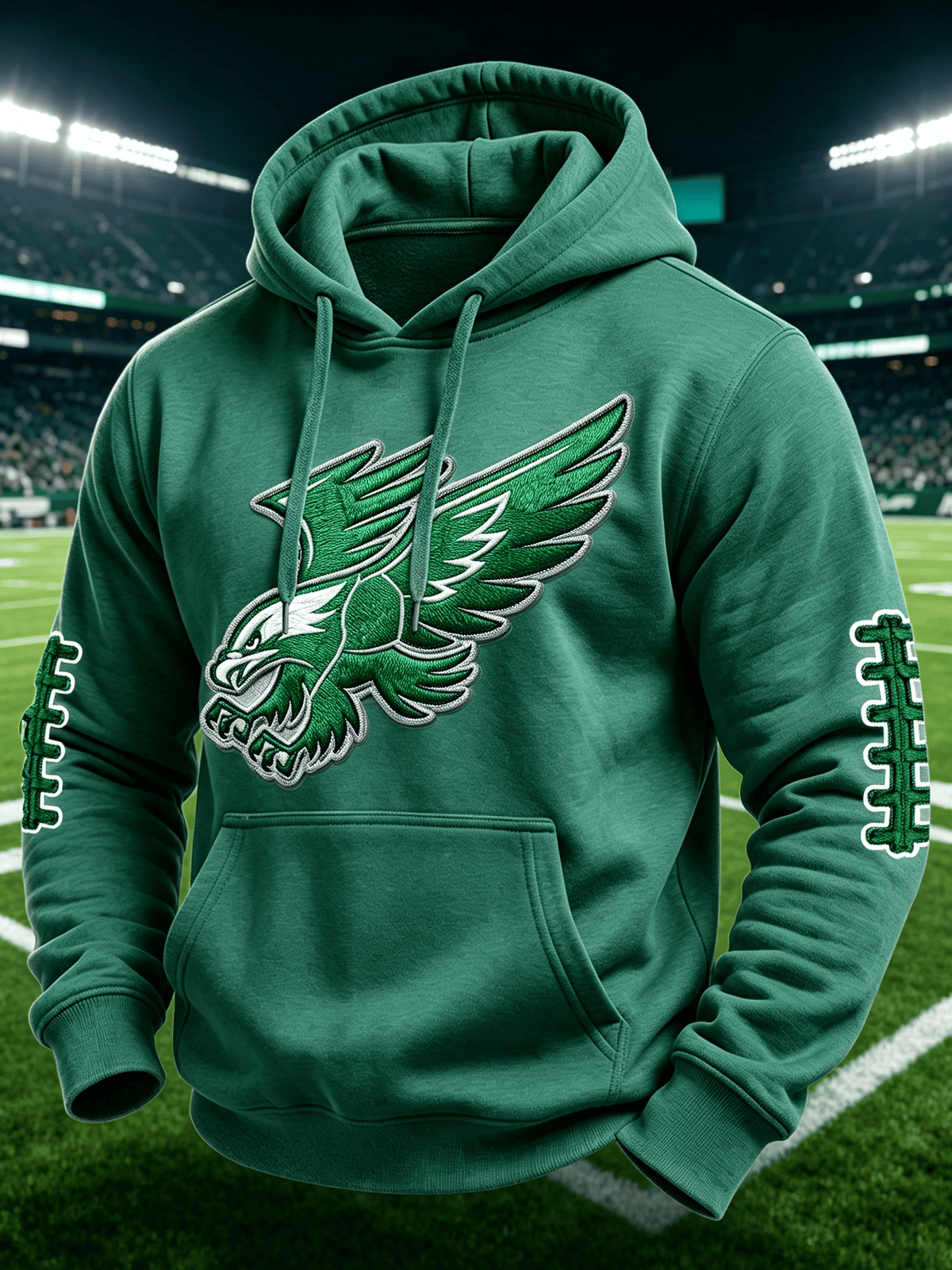 Men'S Casual Football Print Hooded Sweatshirt