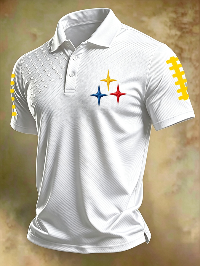 Men'S Football Print Polo T-Shirt