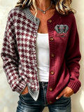 Women'S Football Printed Knitted Cardigan