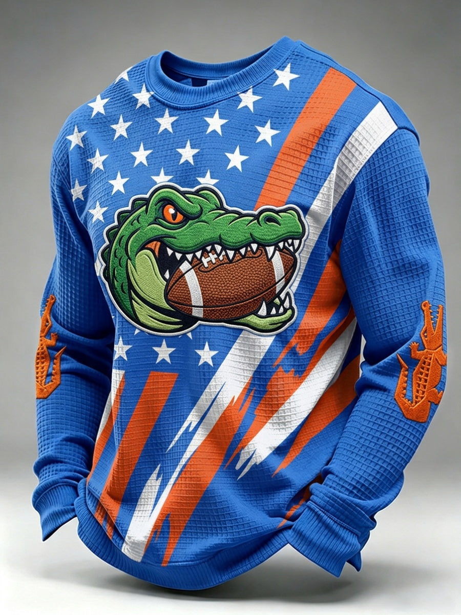 Men'S Football Printed Waffle Sweatshirt
