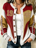 Women'S Football Pattern Casual Cozy Cardigan