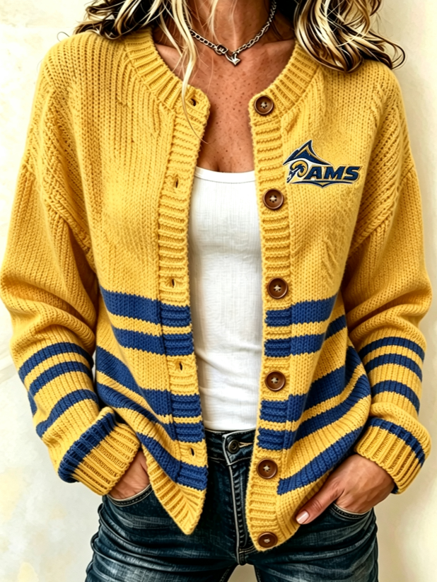 Women'S Football Printed Knitted Cardigan