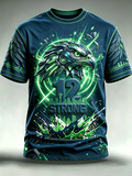 Men's Seattle Rugby Printed Vintage Fashion Loose Short Sleeve T-Shirt