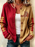 Women'S Football Printed Knitted Cardigan